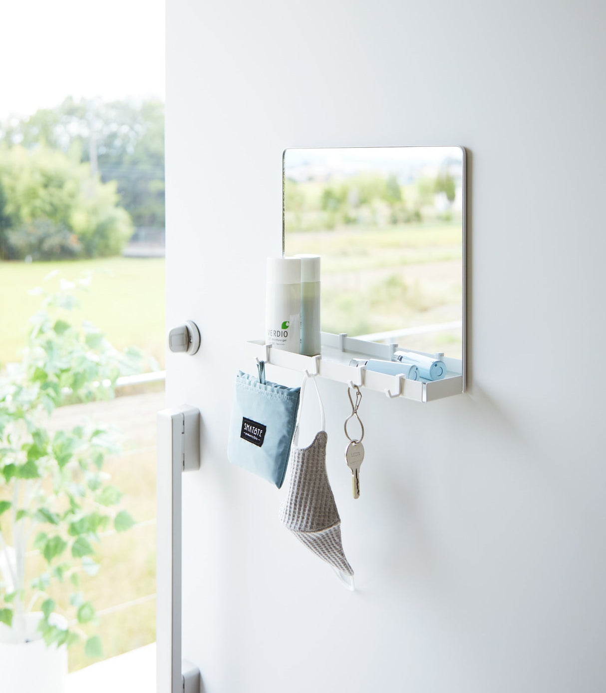 Magnetic Mirror with Storage Rack - Glass from Yamazaki Home