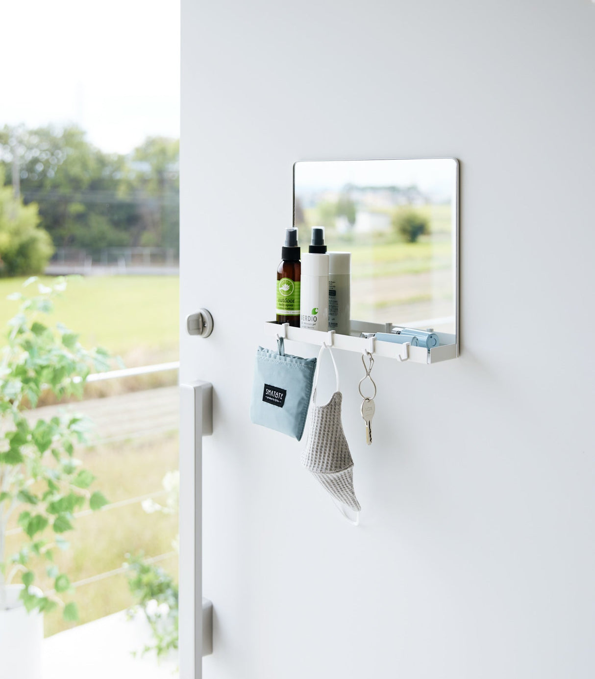 Magnetic Mirror with Storage Rack - Glass from Yamazaki Home