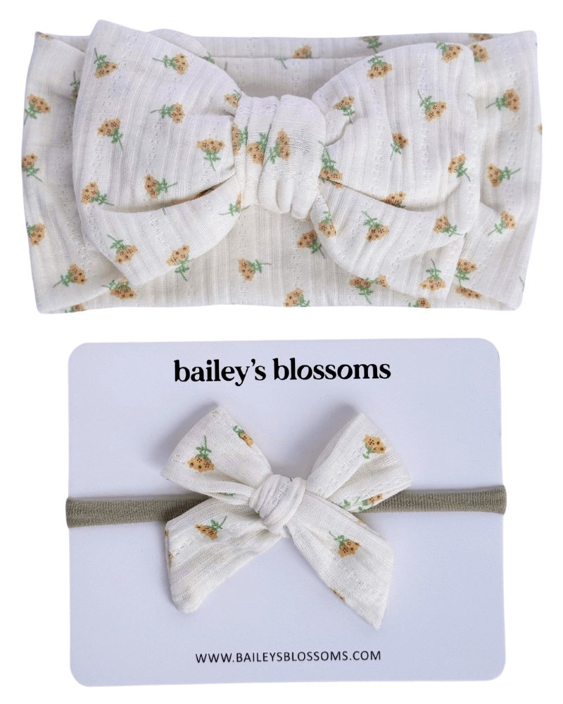 Nylon Bow - Yellow Floral from Bailey's Blossoms