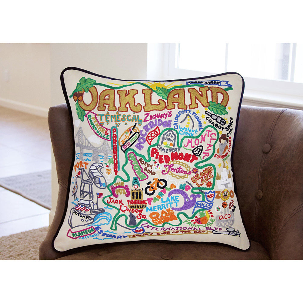 Oakland Hand-Embroidered Pillow from Quirks!