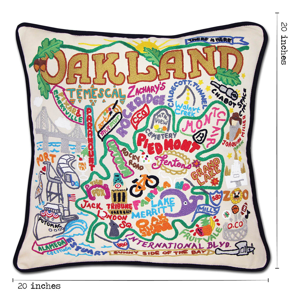 Oakland Hand-Embroidered Pillow from Quirks!