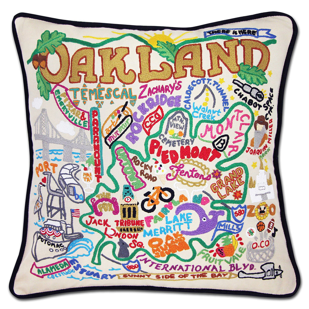 Oakland Hand-Embroidered Pillow from Quirks!