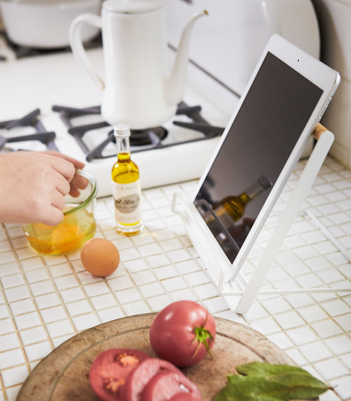 Tablet and Cookbook Stand - Steel + Wood from Yamazaki Home