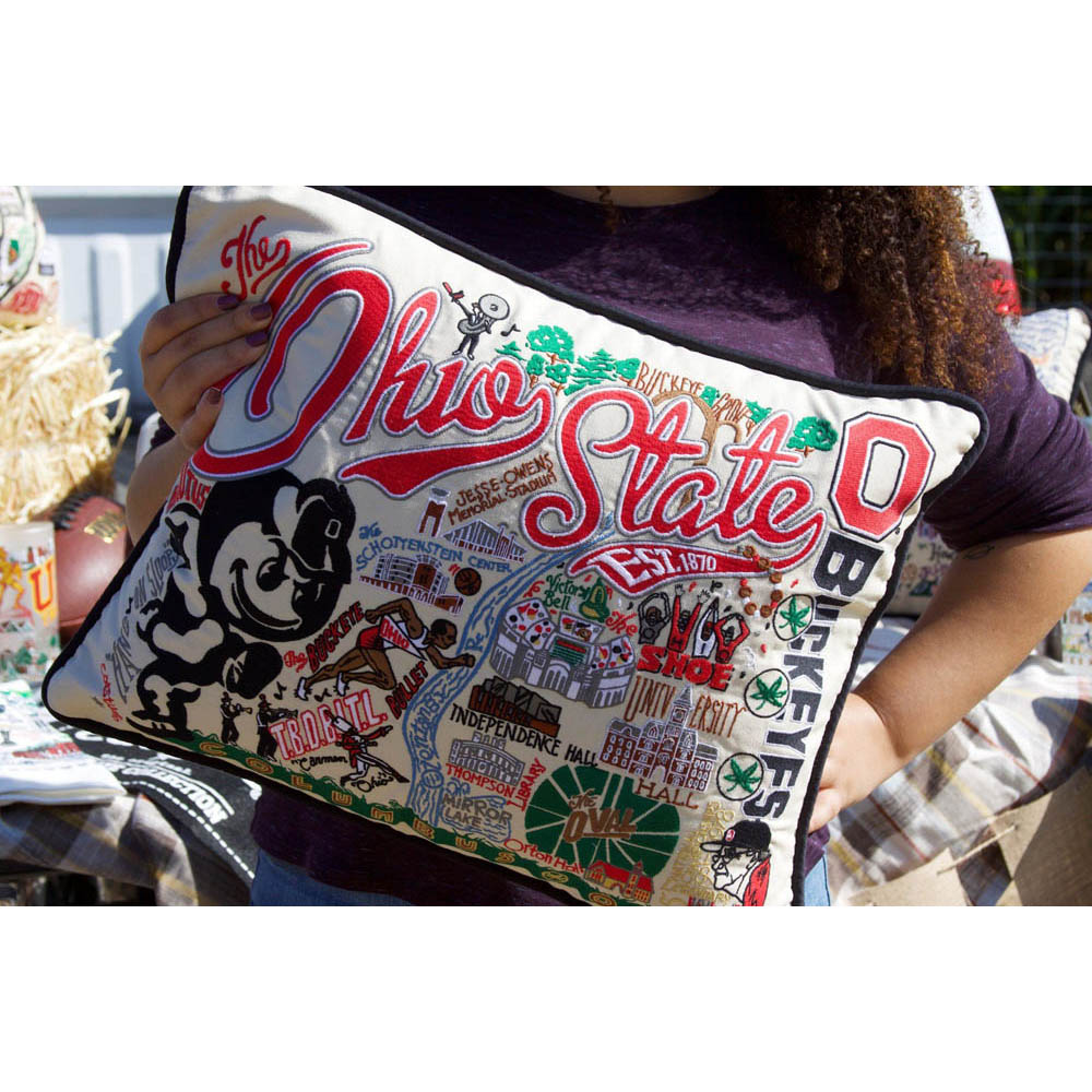 Ohio State University Collegiate Embroidered Pillow by CatStudio from Quirks!