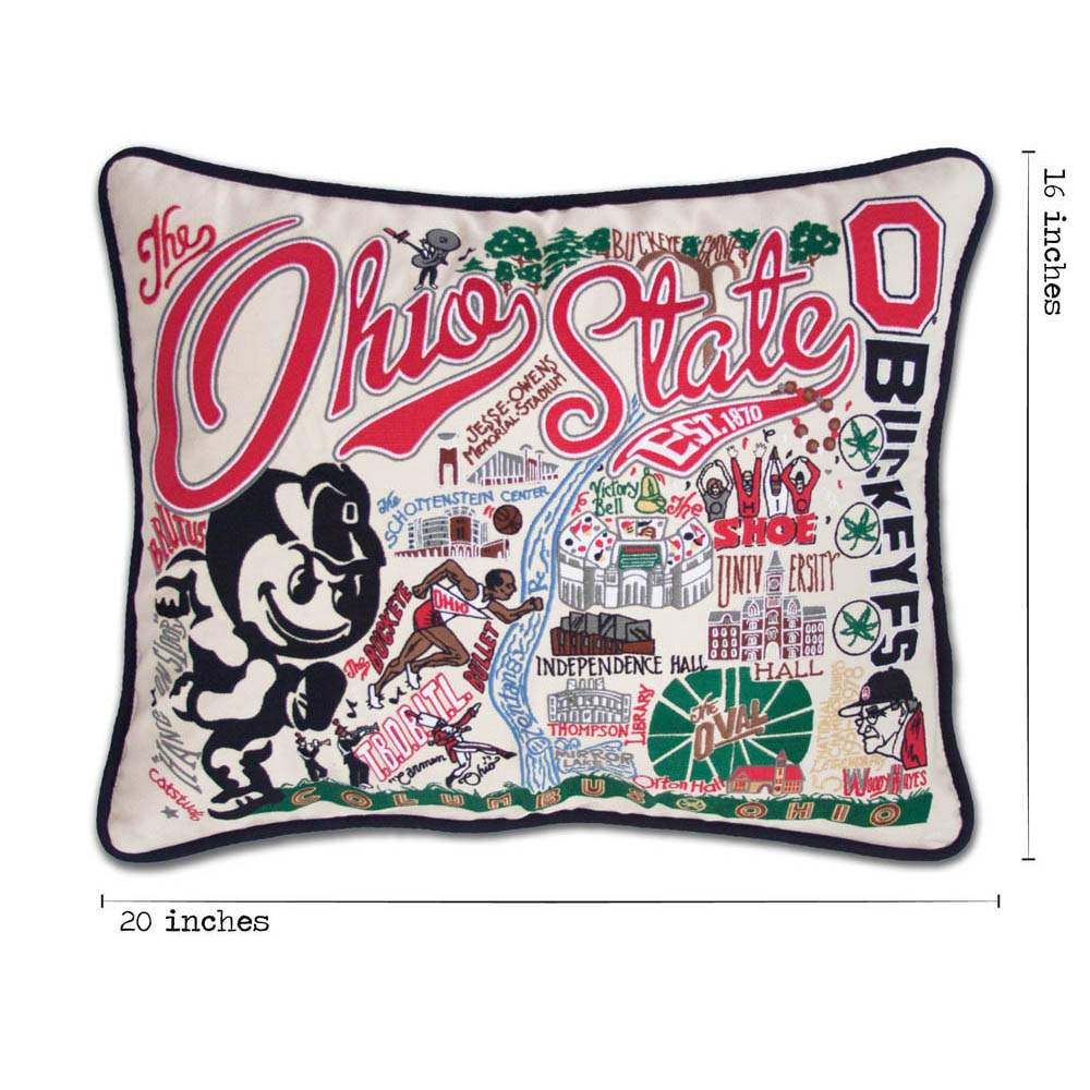 Ohio State University Collegiate Embroidered Pillow by CatStudio from Quirks!