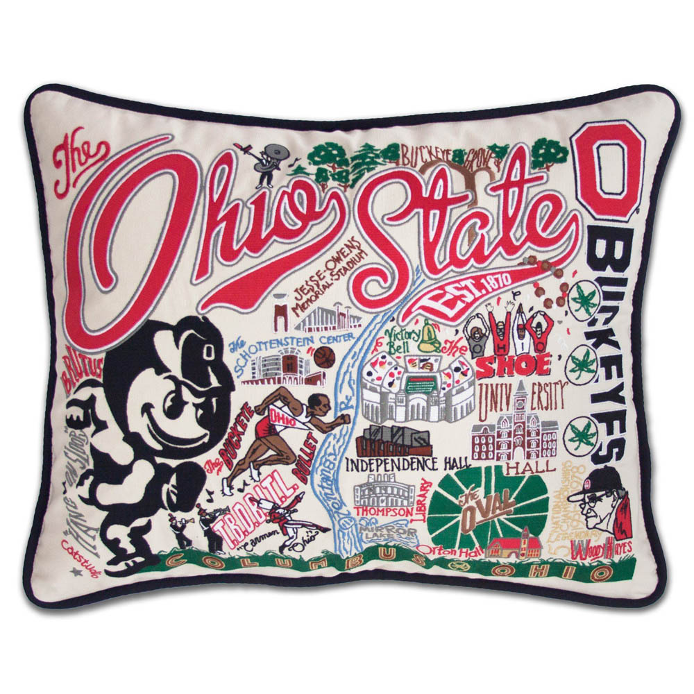 Ohio State University Collegiate Embroidered Pillow by CatStudio from Quirks!