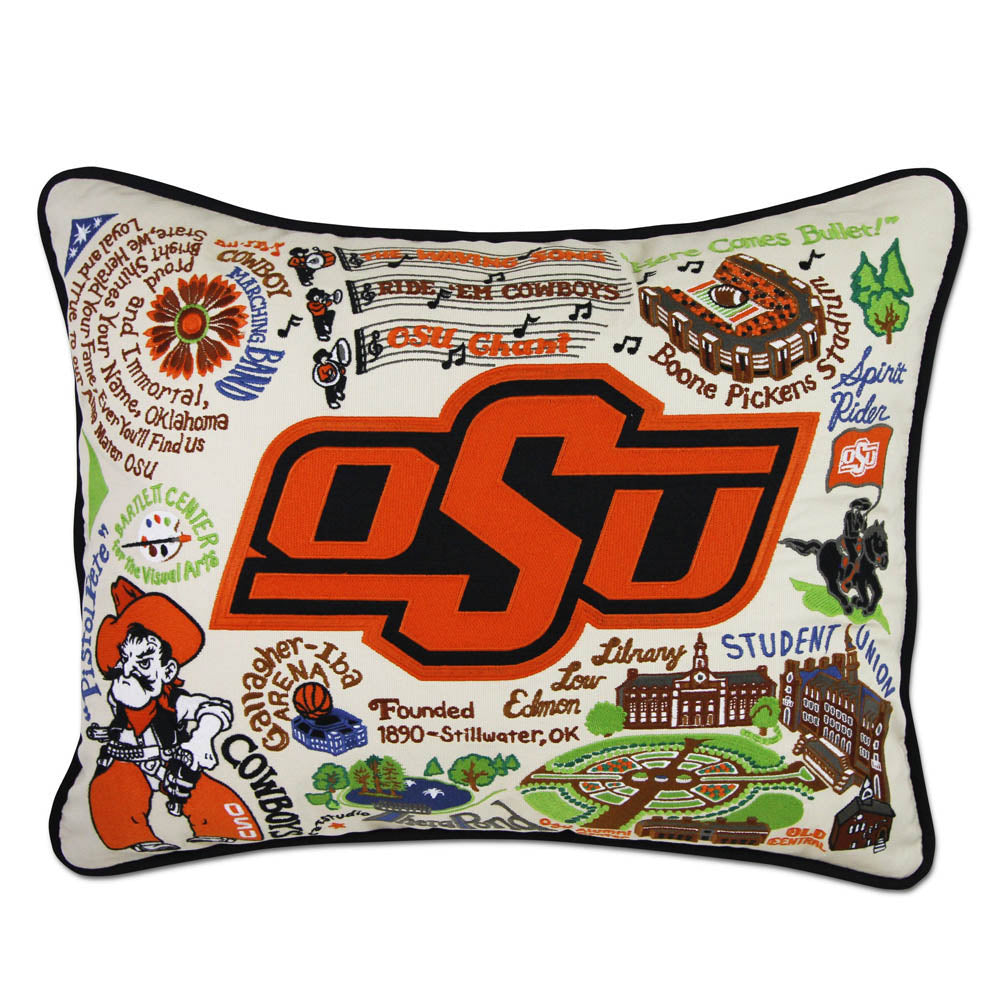 Oklahoma State University Collegiate Embroidered Pillow by CatStudio from Quirks!