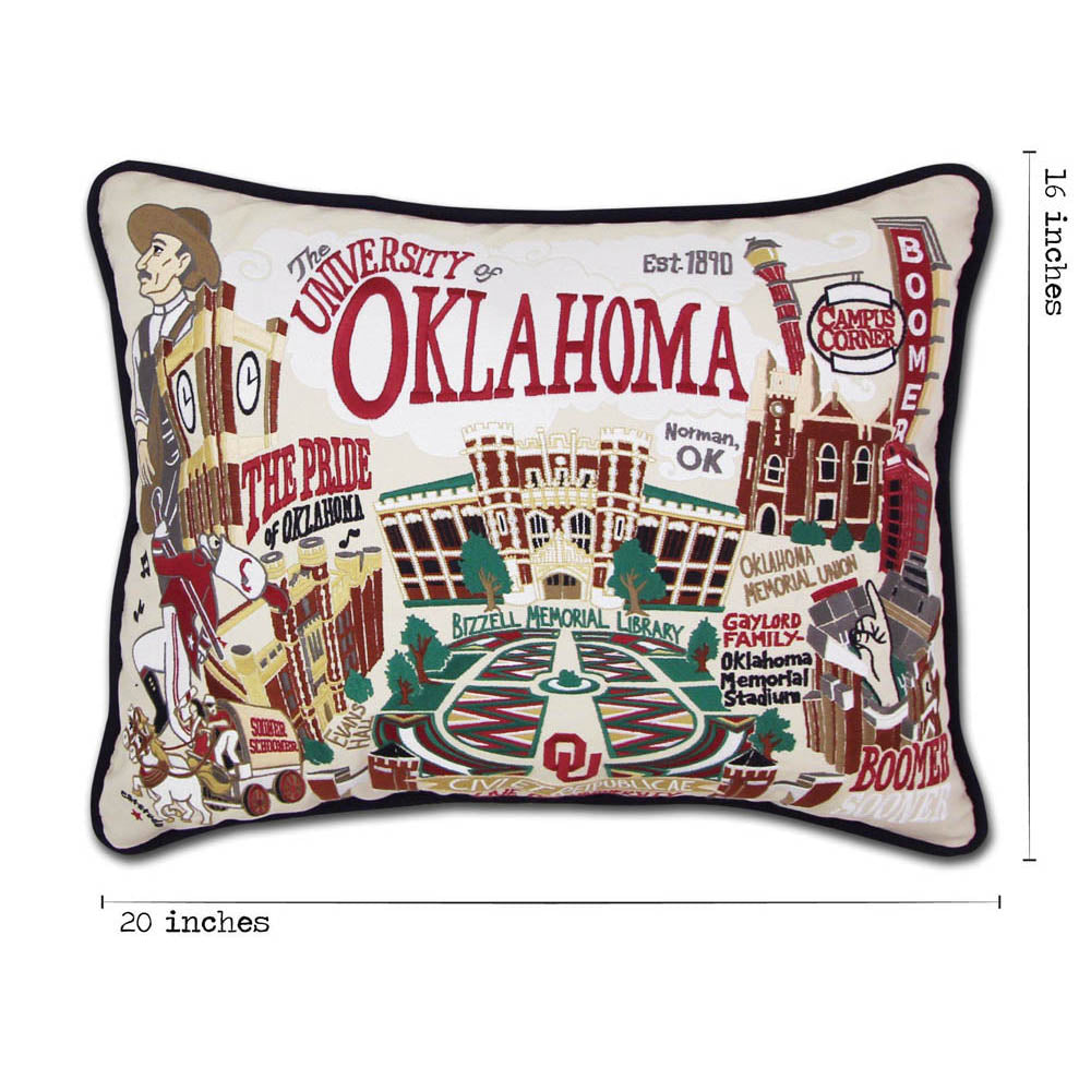 Oklahoma, University of Collegiate Embroidered Pillow by CatStudio from Quirks!