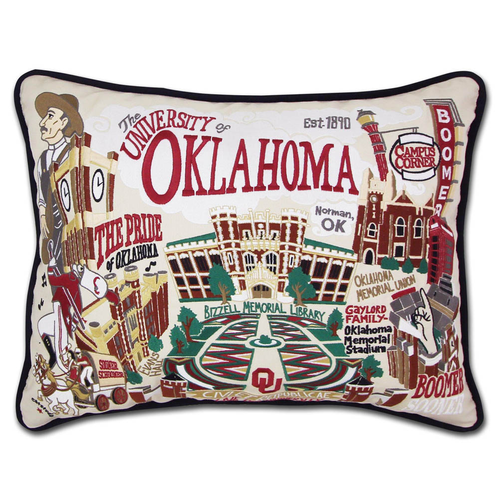 Oklahoma, University of Collegiate Embroidered Pillow by CatStudio from Quirks!