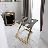 Arapaho-Foldable Metal Luggage Rack with Genuie Leather from VITAHOME DESIGN LLC