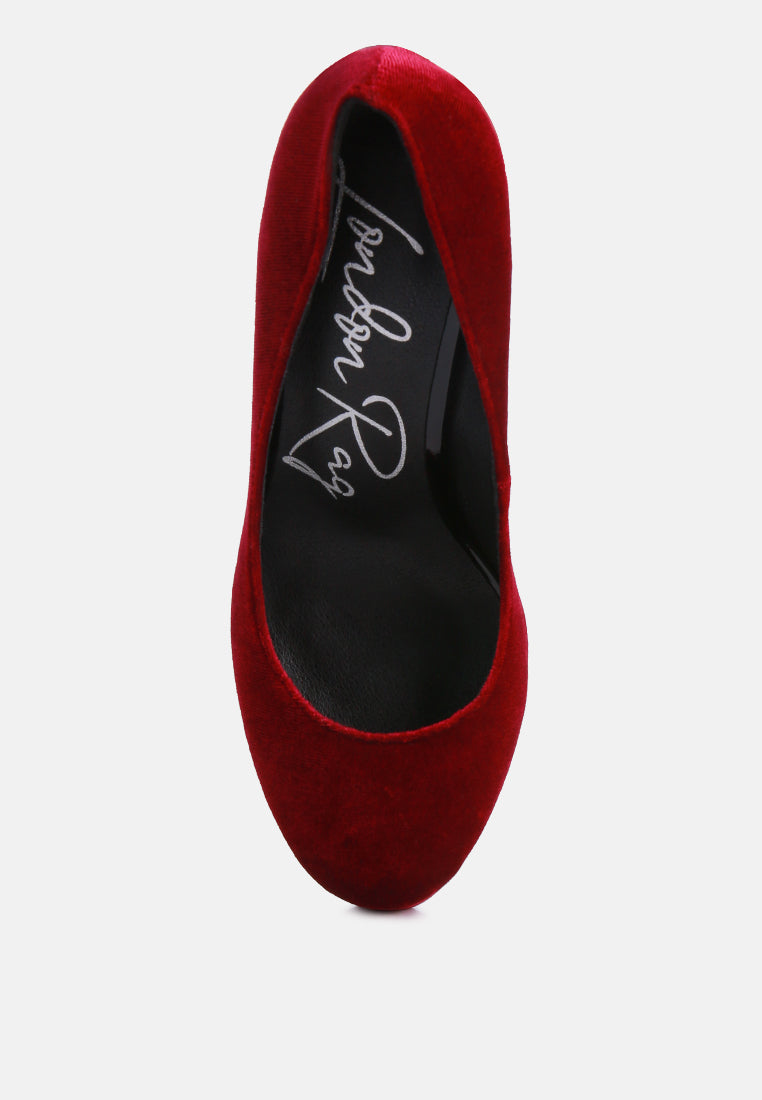 Old Novelty Platform Heel Velvet Pumps from London Rag International
