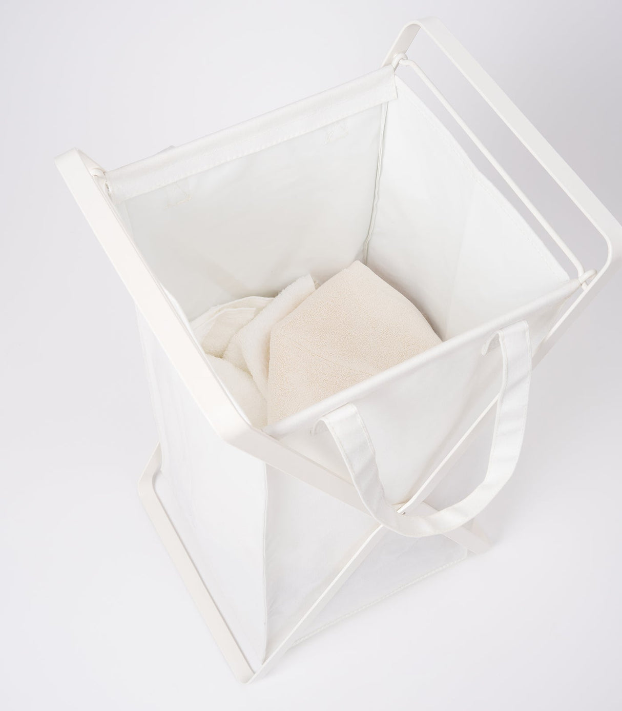 Laundry Hamper with Cotton Liner - Two Sizes - Steel + Cotton from Yamazaki Home