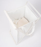 Laundry Hamper with Cotton Liner - Two Sizes - Steel + Cotton from Yamazaki Home