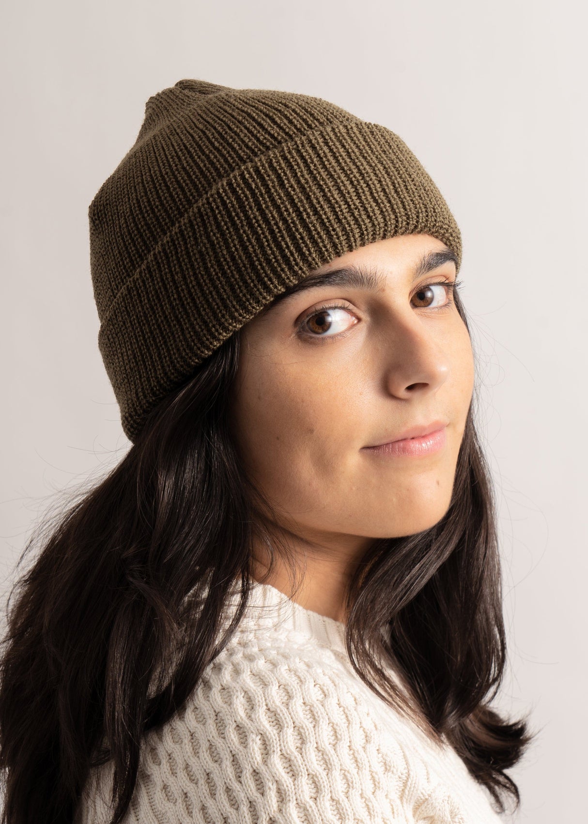 Merino Cardigan Stitch Beanie from American Trench
