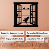 Open Window Design with Birds Silhouette Metal Wall Art from VITAHOME DESIGN LLC