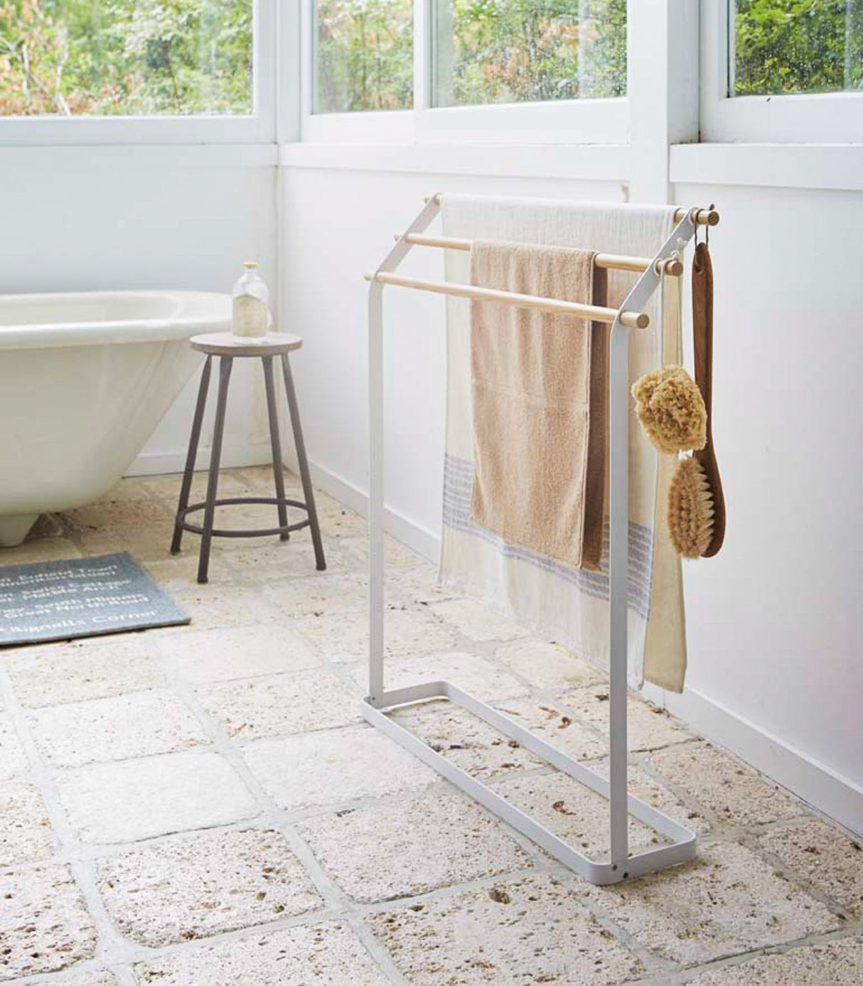 Bath Towel Rack (32" H)  - Steel + Wood from Yamazaki Home