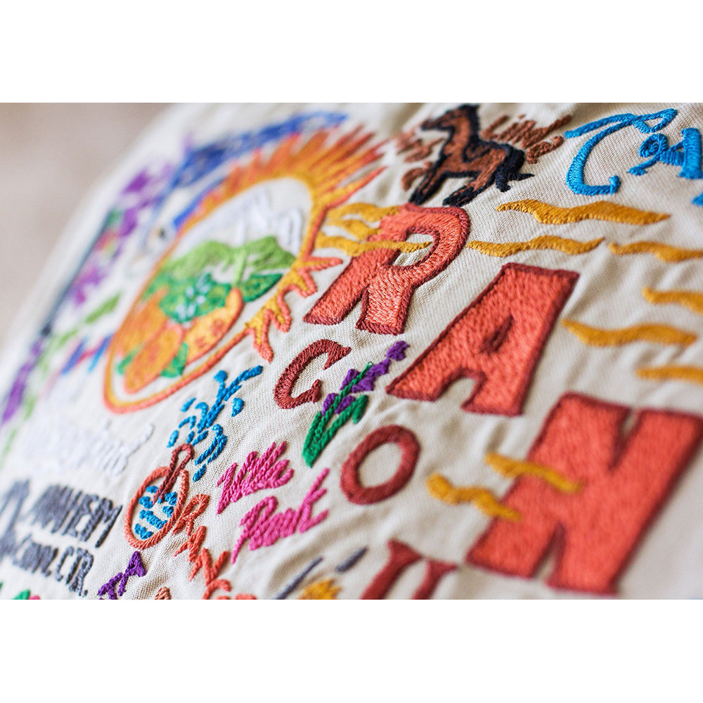Orange County Hand-Embroidered Pillow from Quirks!