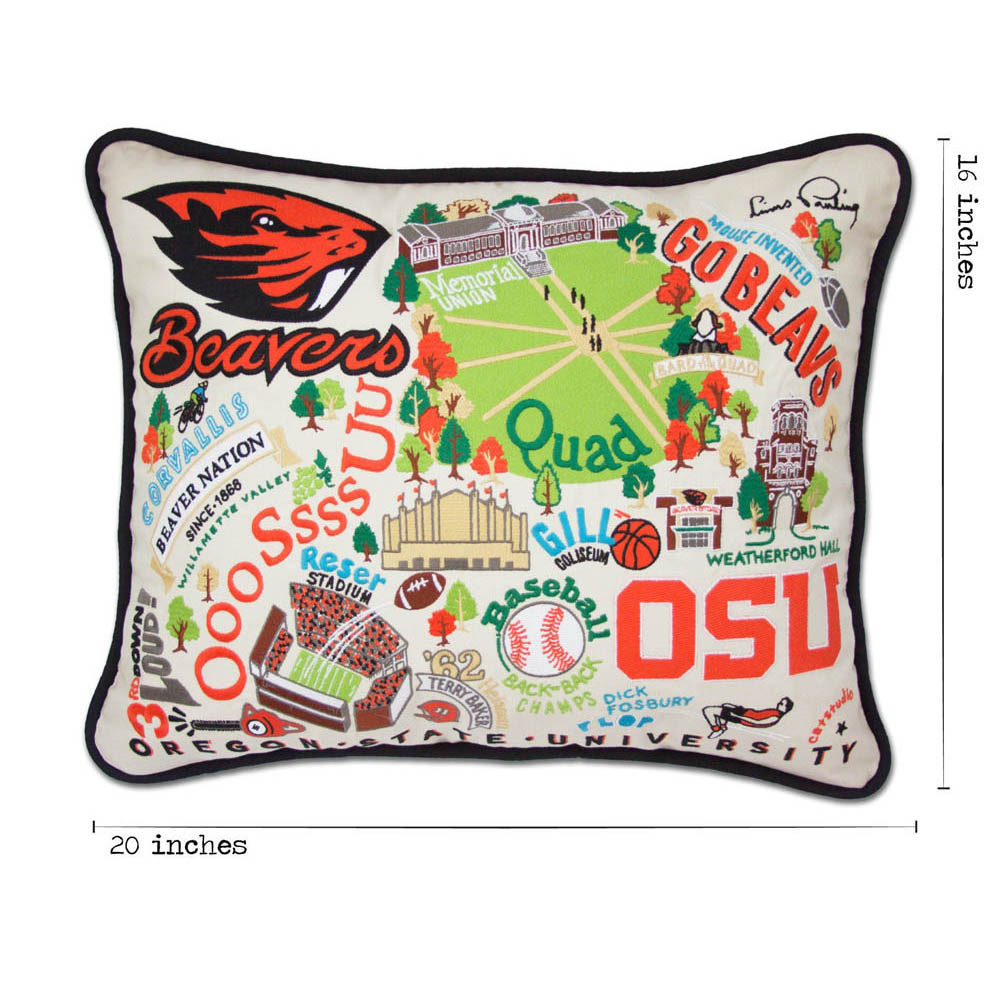 Oregon State University Collegiate Embroidered Pillow by CatStudio from Quirks!