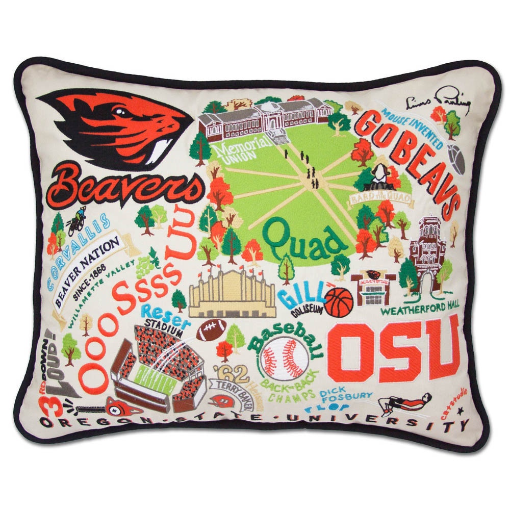 Oregon State University Collegiate Embroidered Pillow by CatStudio from Quirks!