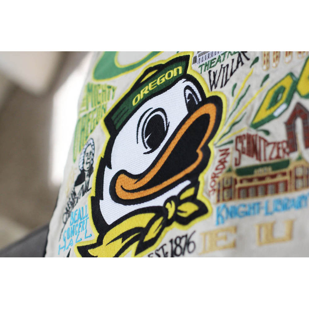 Oregon, University of Collegiate Embroidered Pillow by CatStudio from Quirks!