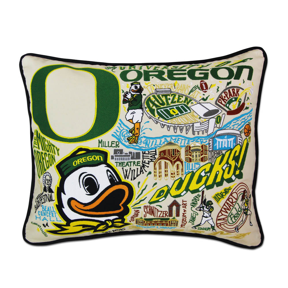 Oregon, University of Collegiate Embroidered Pillow by CatStudio from Quirks!