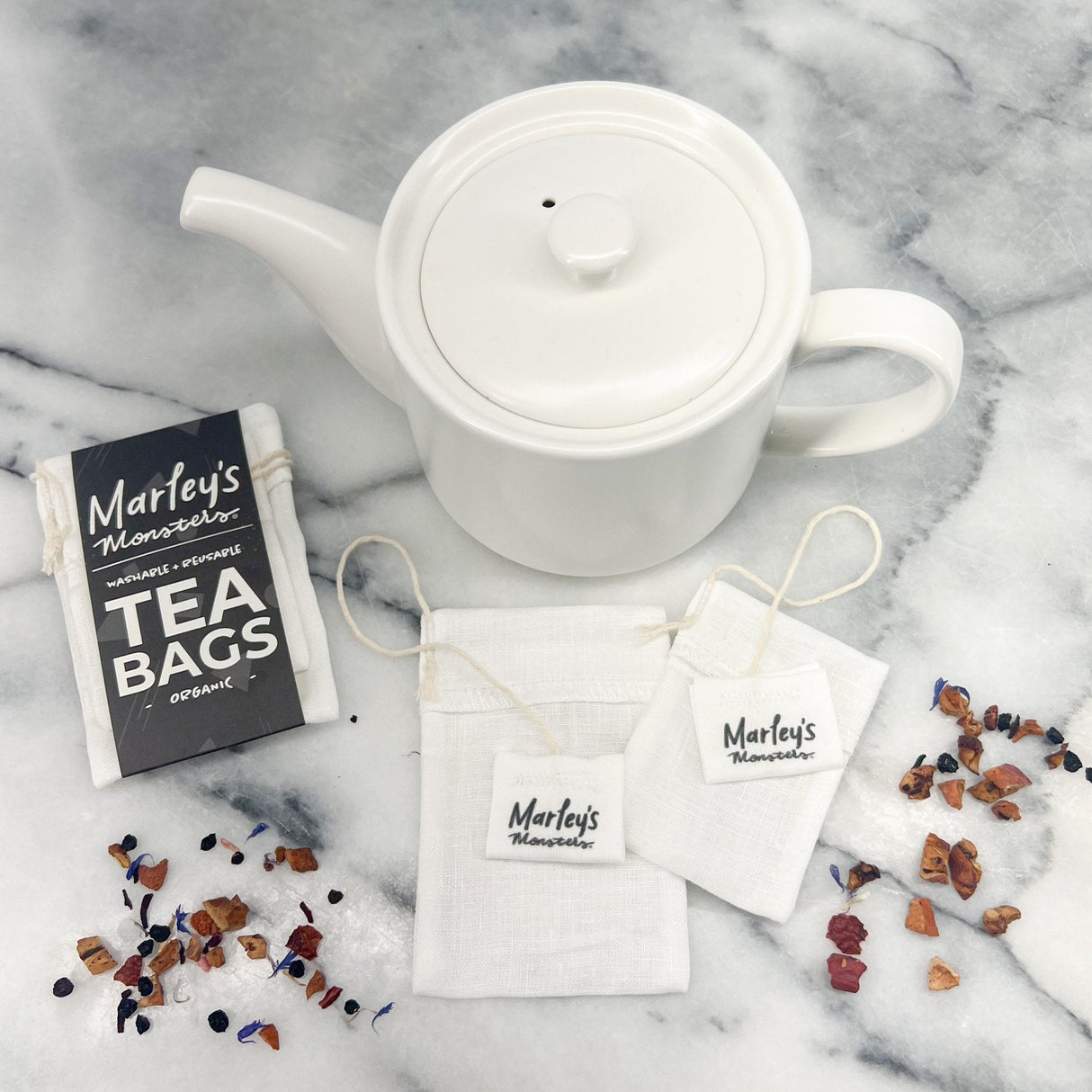 Organic Reusable Tea Bags: Set of 2 from Marley's Monsters