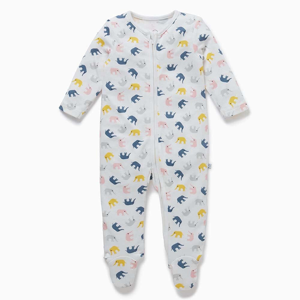 Little Elephant Zip-Up Sleepsuit - Elephant from Manymoons