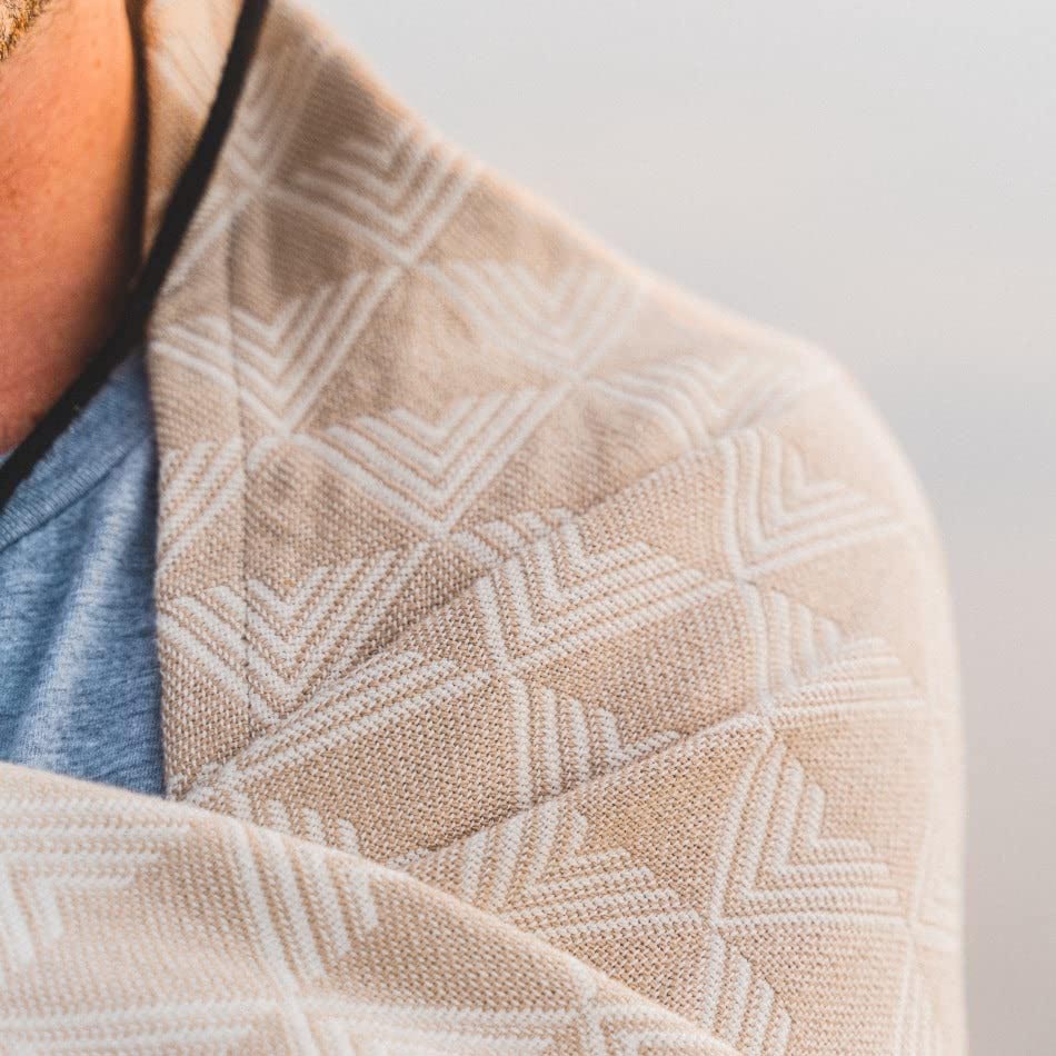 Organic Throw Blanket - Tan & Beige From West Path