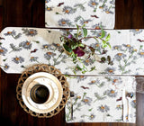 Tache Floral Yellow Daisies Ladybugs Ivory Woven Tapestry Table Runner (18114)