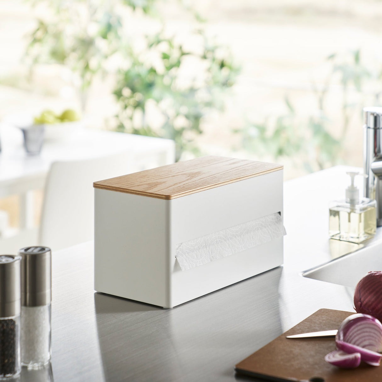 Paper Towel Dispenser - Steel + Wood from Yamazaki Home