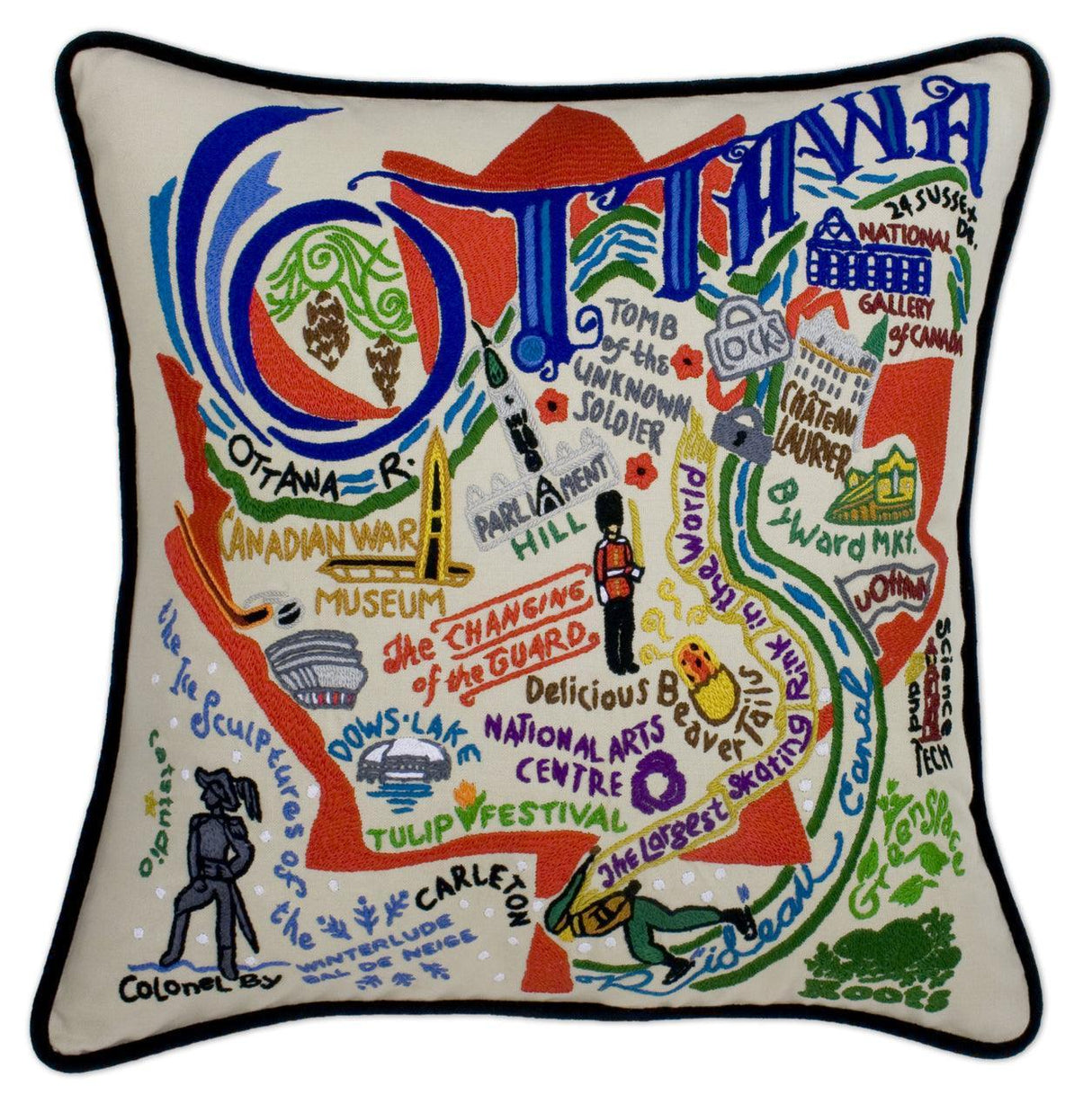 Ottawa Hand-Embroidered Pillow from Quirks!