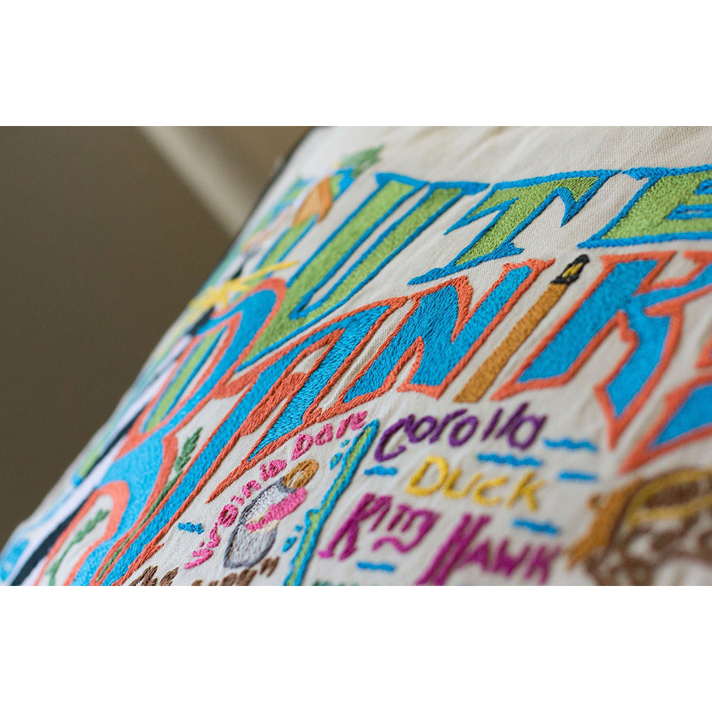Outer Banks Hand-Embroidered Pillow from Quirks!