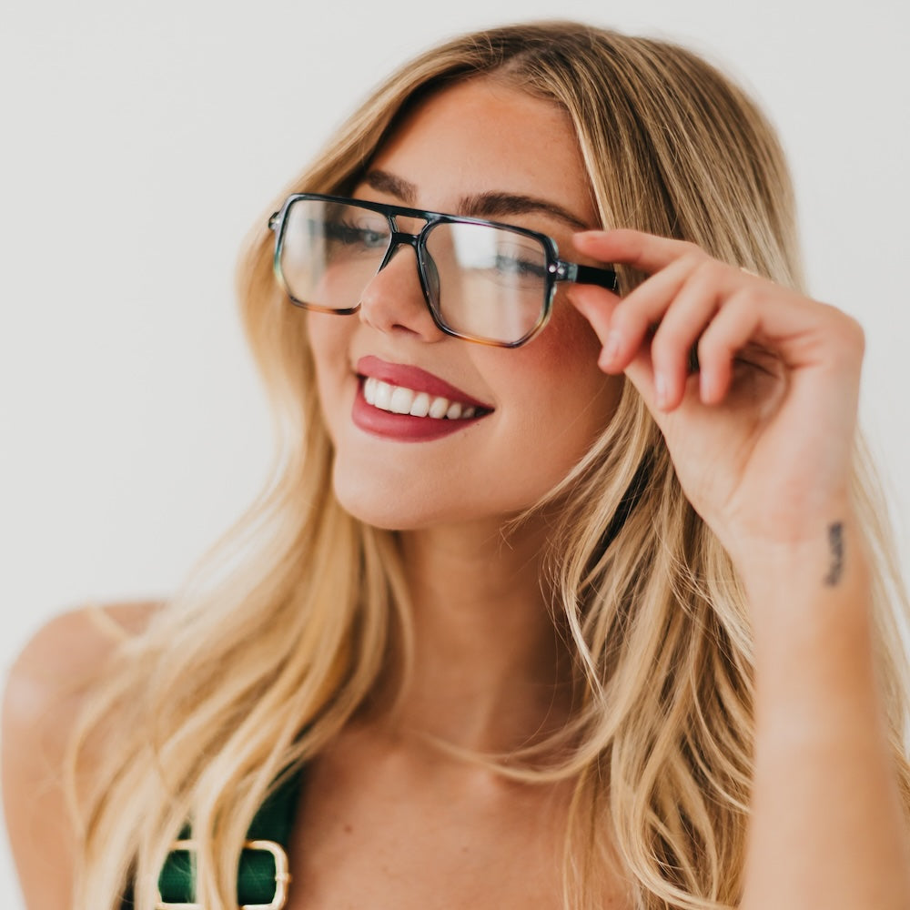 Oversized Square Aviator Blue Light Glasses from Pretty Simple