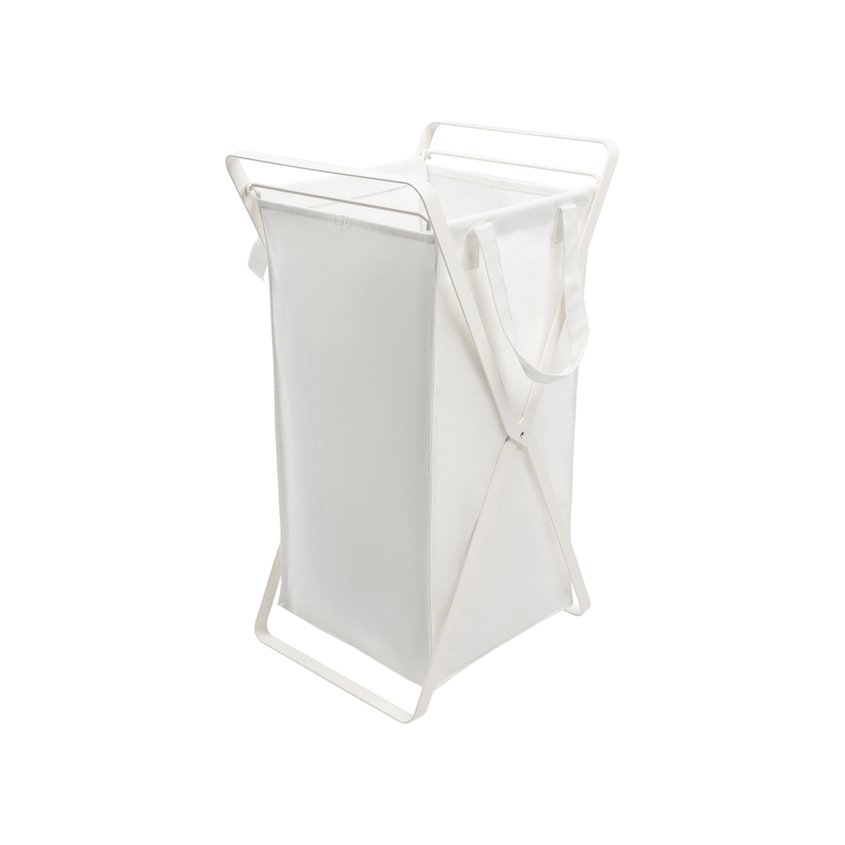 Laundry Hamper with Cotton Liner - Two Sizes - Steel + Cotton from Yamazaki Home