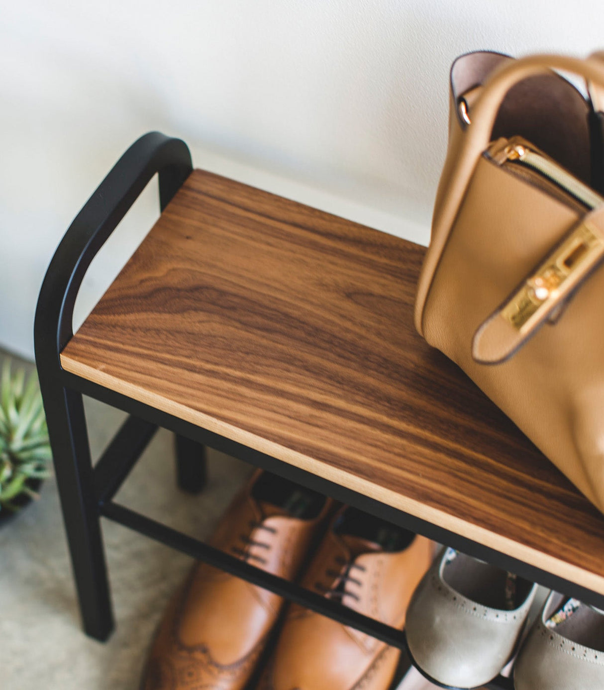 Shoe Organizer & Bench (18" H)  - Steel + Wood from Yamazaki Home