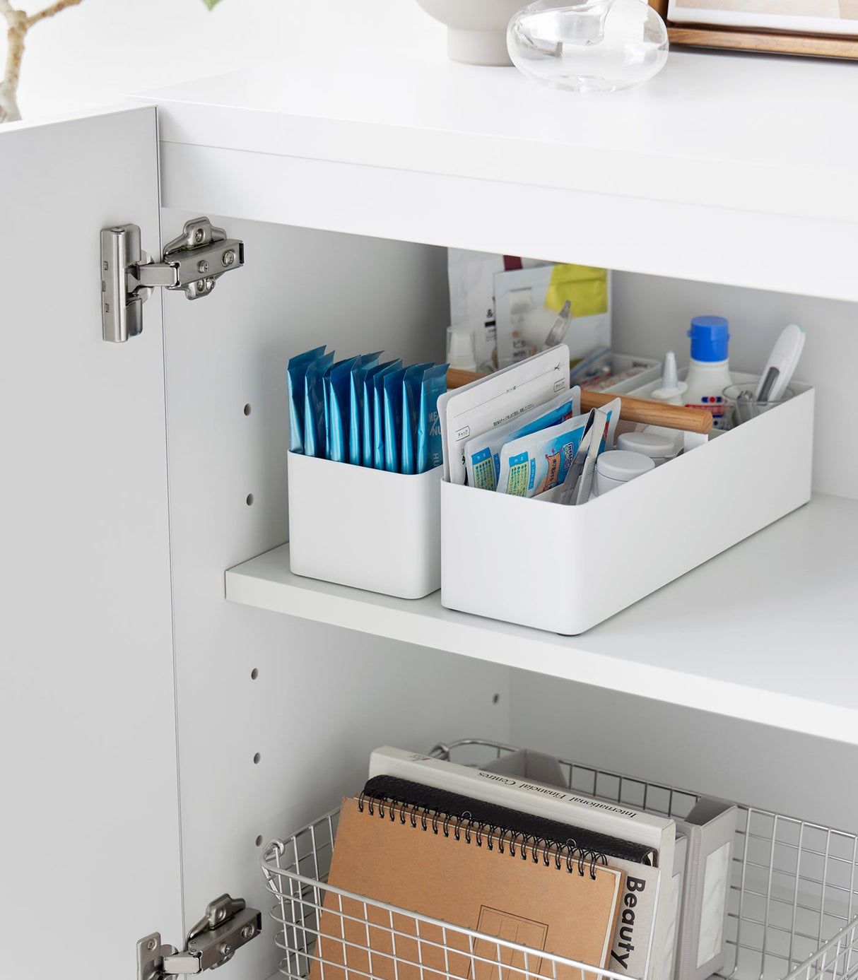 Slim Storage Box - Steel + Wood from Yamazaki Home