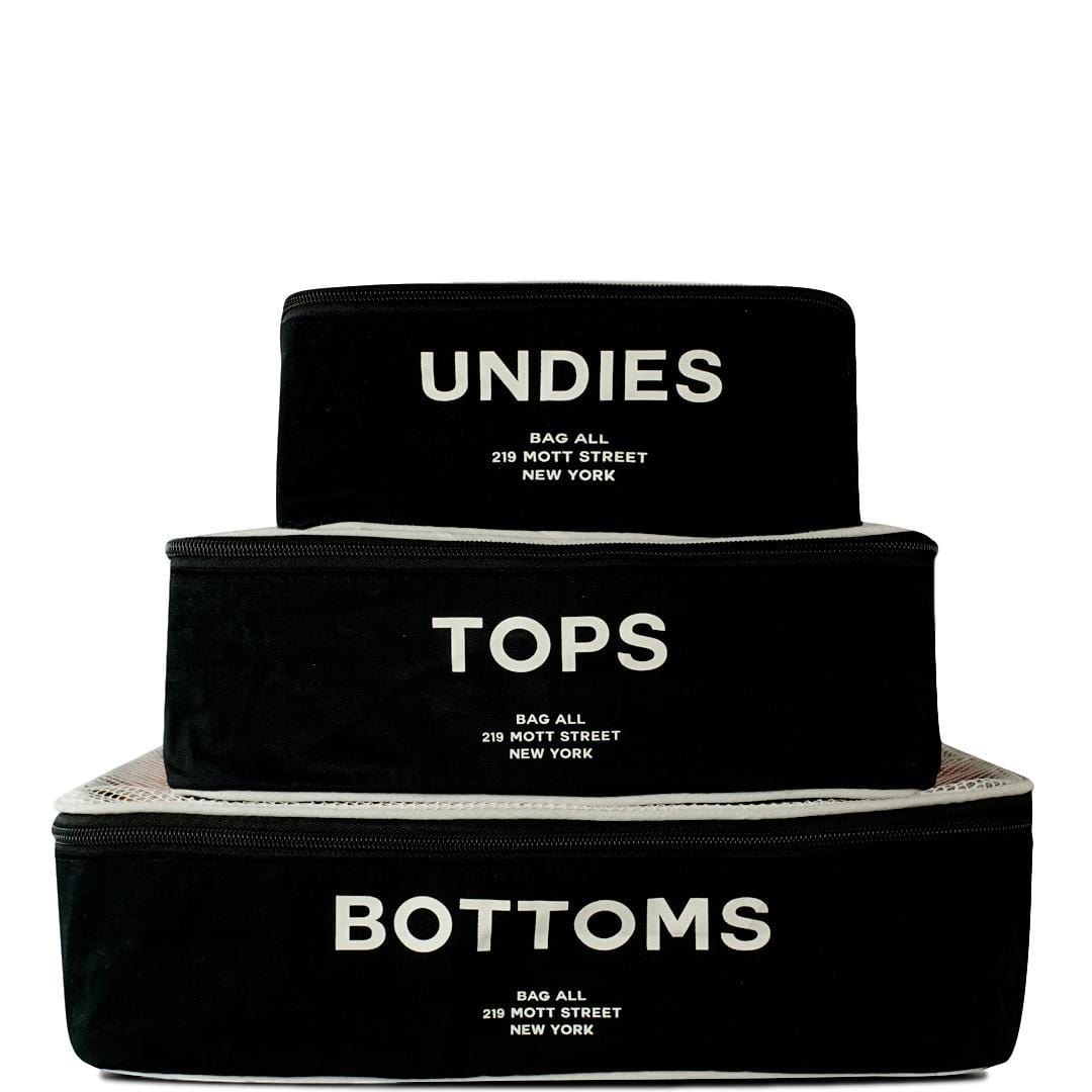 Cotton Packing Cubes, Print, 3-pack Black From Bag-all
