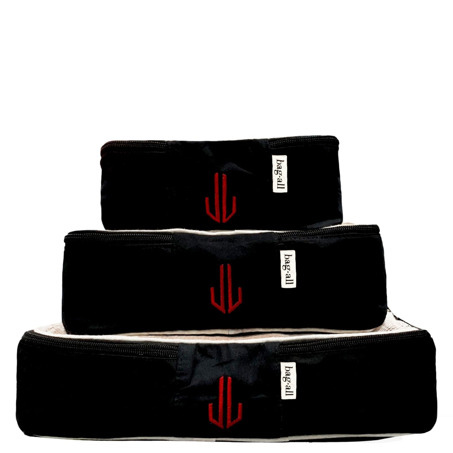 Cotton Packing Cubes, Print, 3-pack Black From Bag-all