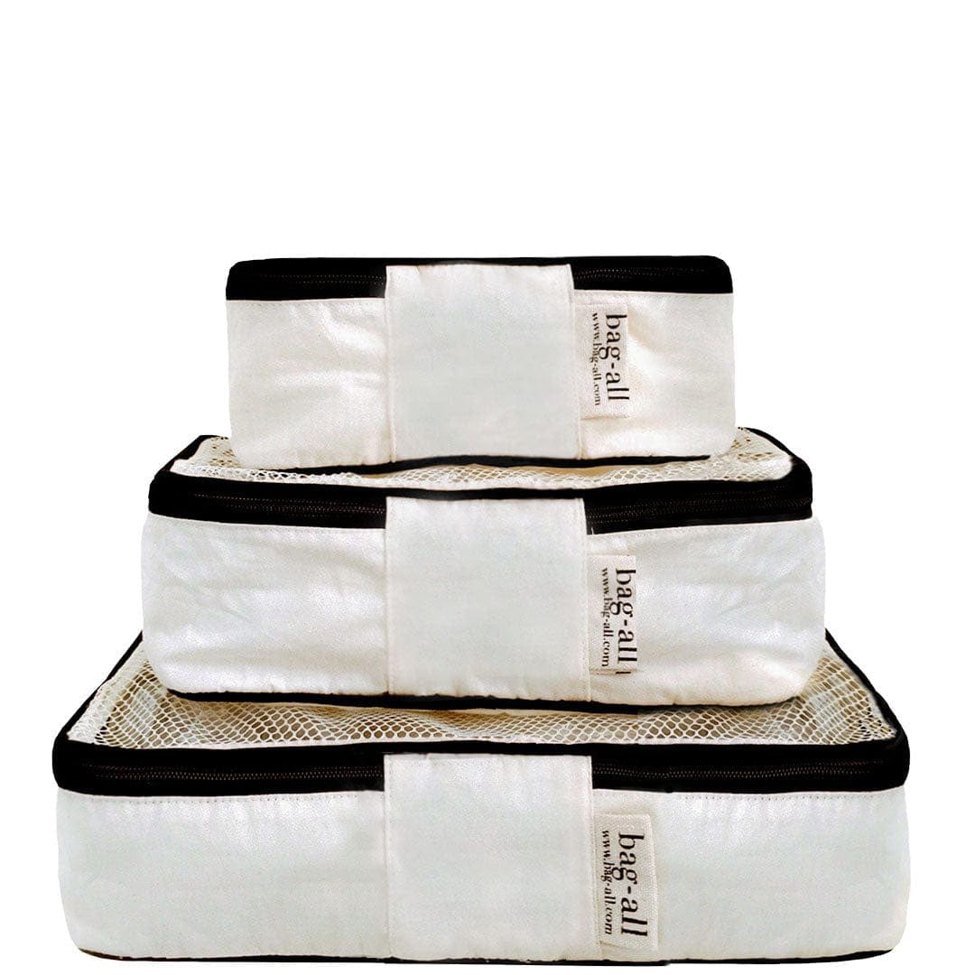 Cotton Packing Cubes, Print, 3-pack Cream From Bag-all