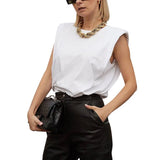 Padded Shoulder Sleeveless Tee From Kawaii Stop