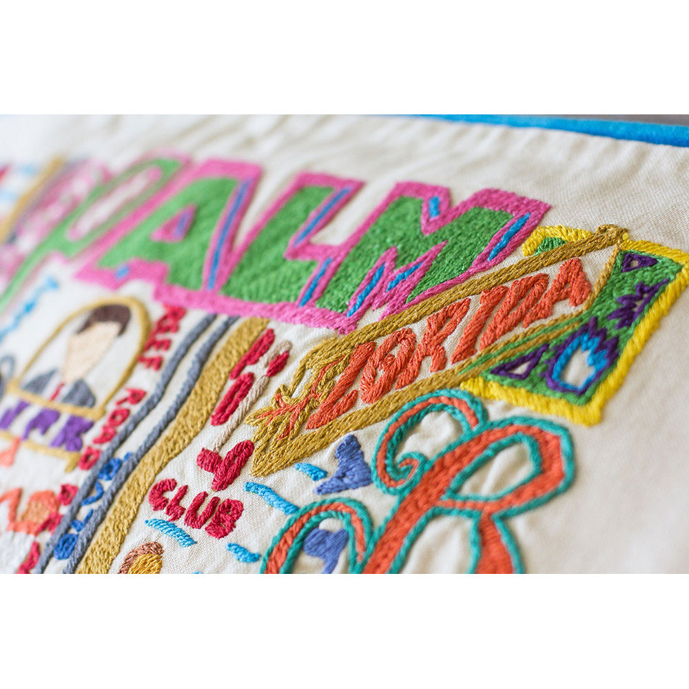 Palm Beach Hand-Embroidered Pillow from Quirks!