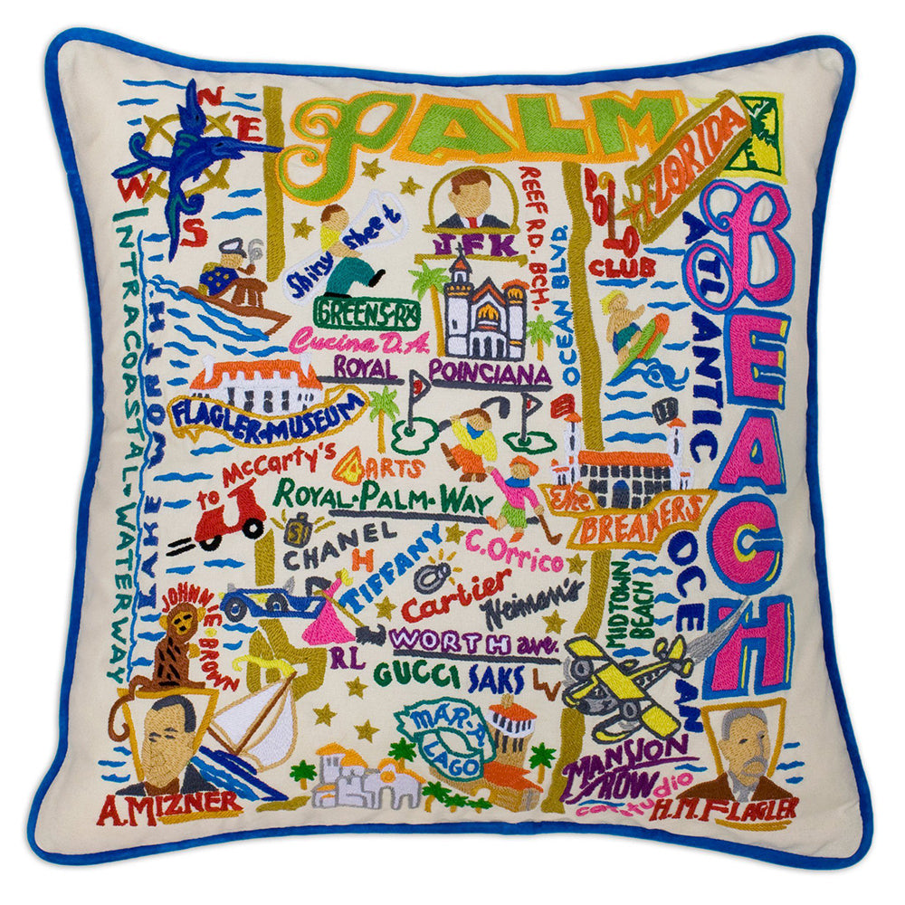 Palm Beach Hand-Embroidered Pillow from Quirks!