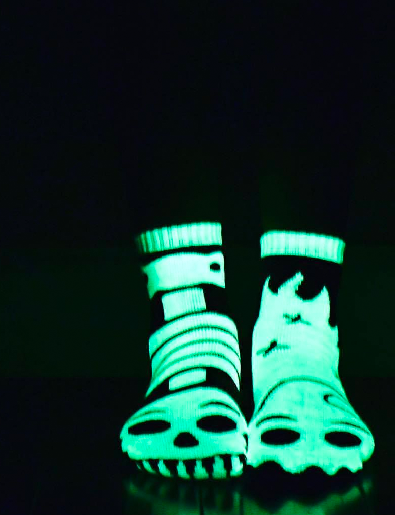 KIDS GHOST & SKELETON GLOW-IN-THE-DARK NO SLIP SOCKS from Pals Socks