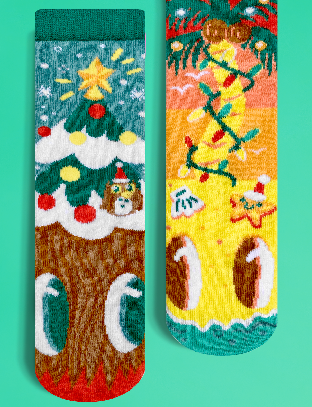 KIDS PINEY & COCO CHRISTMAS TREES NO SLIP SOCKS from Pals Socks