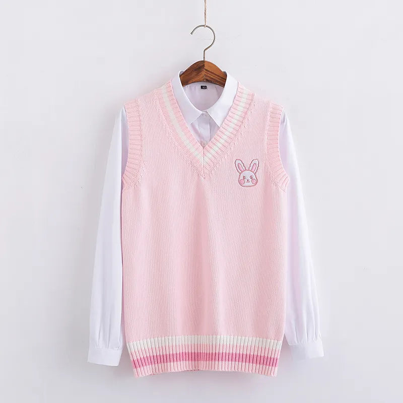 Kawaii Pink Pastel Bunny Vest Sweater From Kawaii Stop