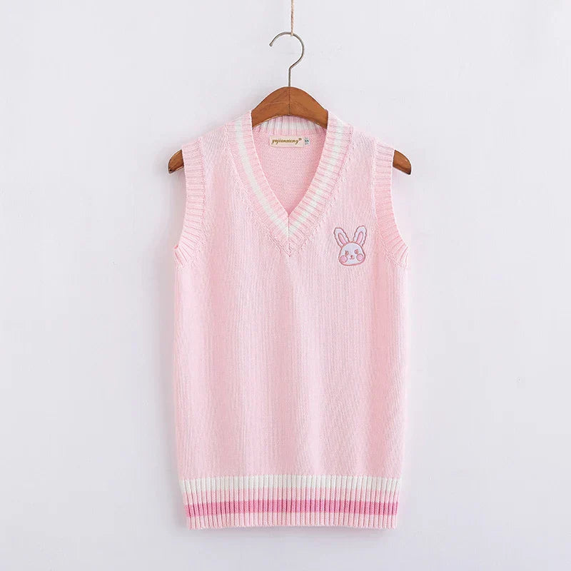 Kawaii Pink Pastel Bunny Vest Sweater From Kawaii Stop