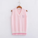 Kawaii Pink Pastel Bunny Vest Sweater From Kawaii Stop