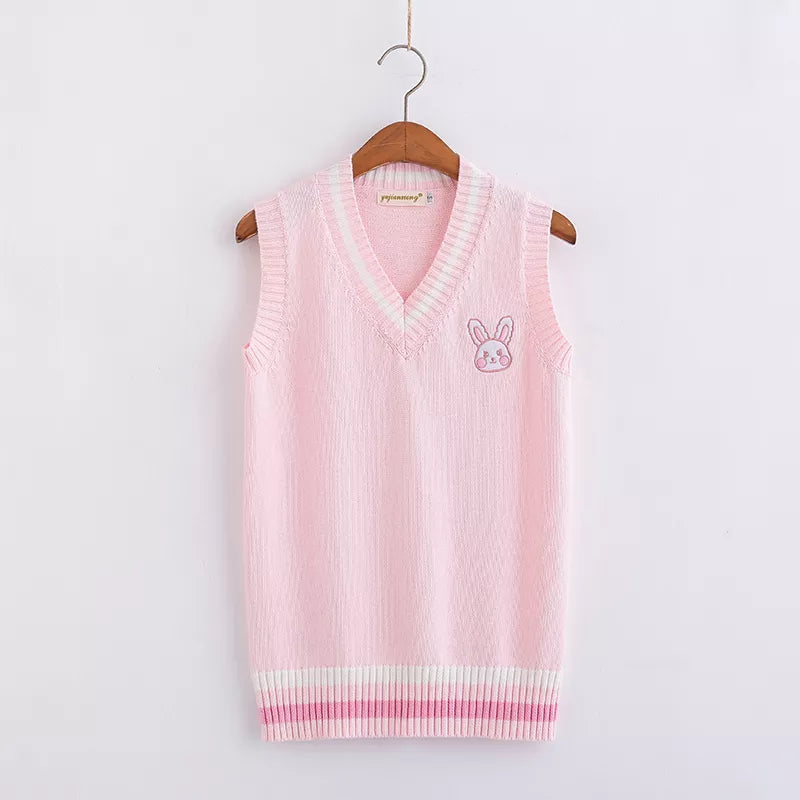 Kawaii Pink Pastel Bunny Vest Sweater From Kawaii Stop