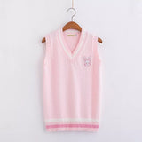 Kawaii Pink Pastel Bunny Vest Sweater From Kawaii Stop