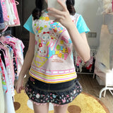 Pastel Kawaii Harajuku Crop Top – Cartoon Print Y2K Aesthetic Tee From Kawaii Stop